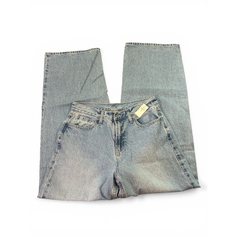 Old Navy Mid-Rise Wow Baggy Wide Leg Jeans 6 Tall NWT Light Blue Denim 90s Style